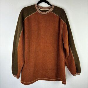 Clearwater Mens Sz L Pull Over Sweater SportswearLong Sleeve Crew Neck Orange